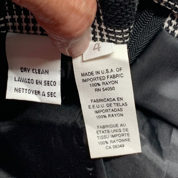 Vintage Christian Dior 2 Pc Plaid Skirt/Top Set Lace Accent Black/White Size 4 - Picture 8 of 8